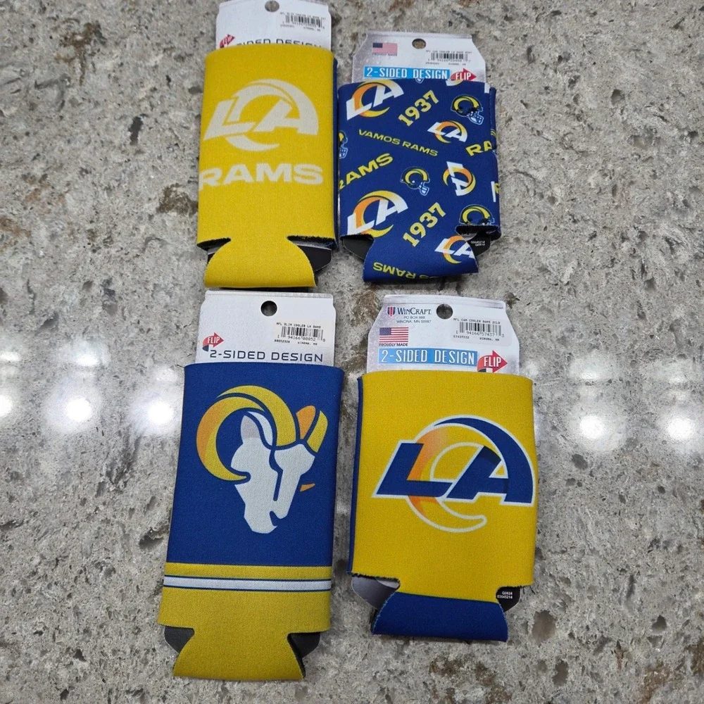 NWT Los Angeles Rams NFL 4 Pack Slim Can Coolers 2‎ Sided Football Fan Gear